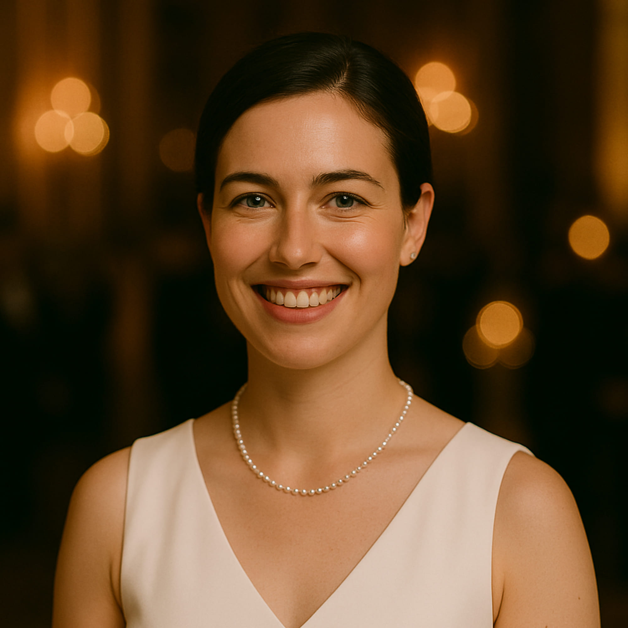 Colier cu Perle Rare Albe 4–5 mm, la Baza Gâtului, Argint 925, Portret